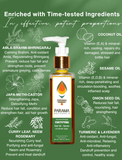Parama Naturals hair care product with ingredients listed on a green background